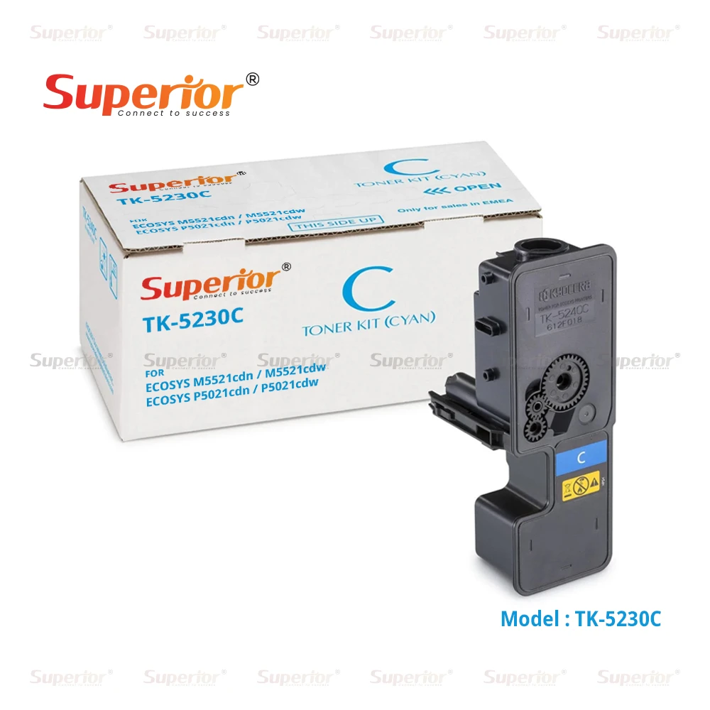 Superior TK-5230C Cyan High Yield Compatible Toner Cartridge – For Kyocera ECOSYS M5521cdn / M5521cdw, ECOSYS P5021cdn / P5021cdw