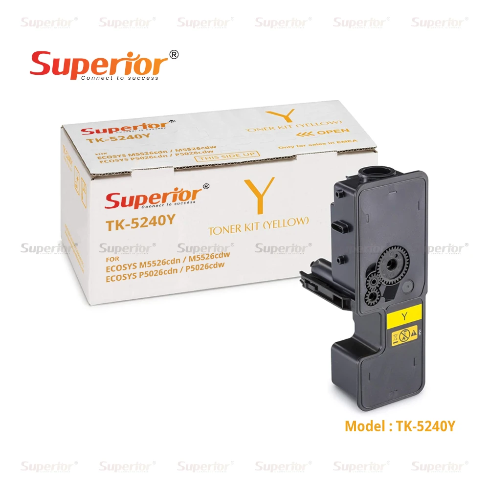 Superior TK-5240Y Yellow High Yield Compatible Toner Cartridge – For Kyocera ECOSYS M5526cdn / M5526cdw, ECOSYS P5026cdn / P5026cdw